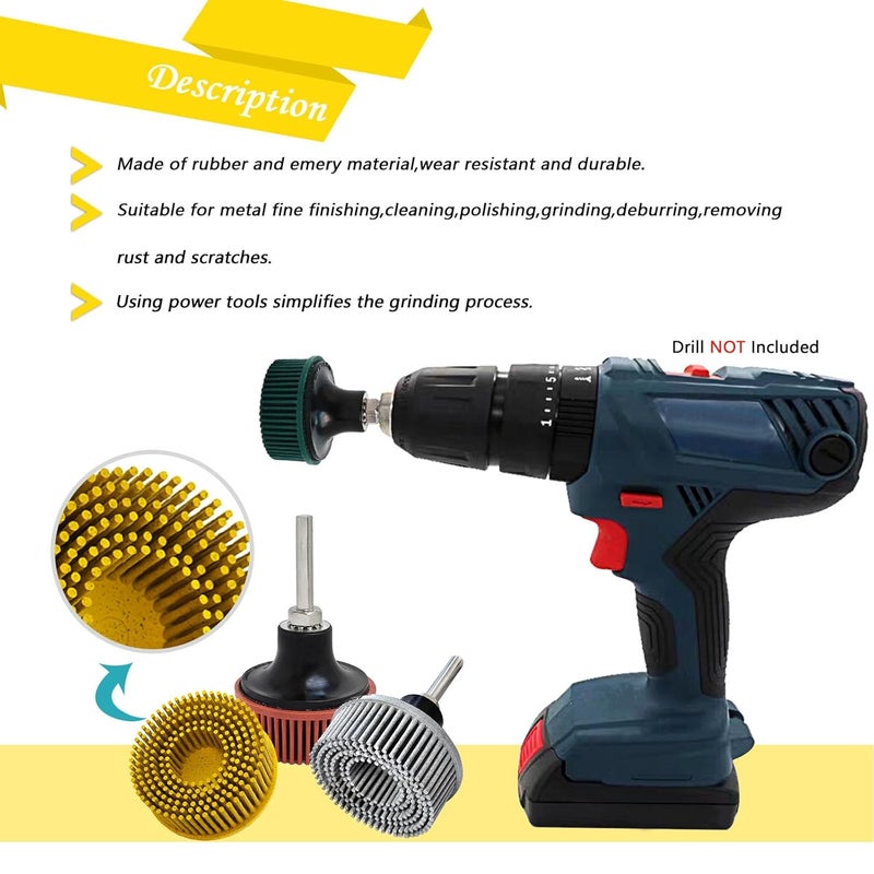 HIEMTE Tools 2 Inch Bristle Disc Bristle Disc Grade - 80# Grit Abrasive Coating Removal Disc for Metal with 6mm Shank Attachment 1set - Image 5